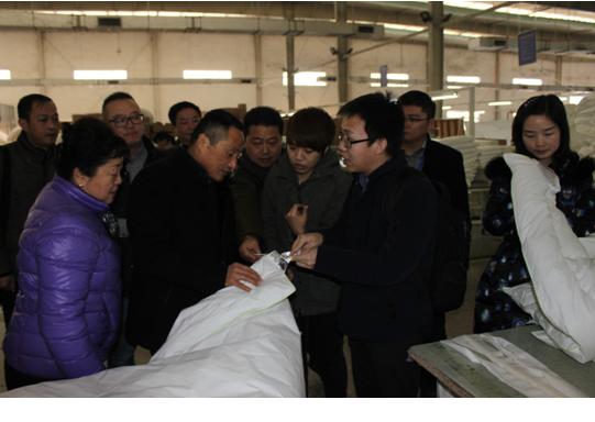 中國羽絨工業協會姚小蔓理事長、京東商城服飾家居事業部周總一行到鴻潤考察指導